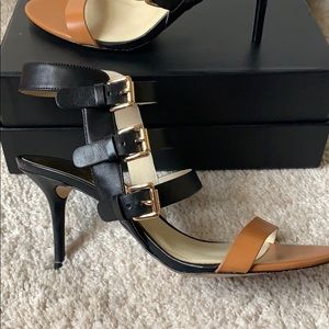 Michael Kors Black and Tan sandals